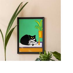 chonkster cat painting - pop-art poster - giclee reproduction - cubism painting wall art prints - 24x36 poster. collecti