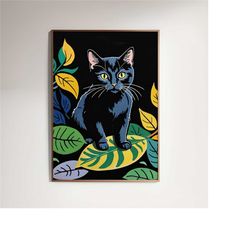 boho kitten art print | cute cat wall art | artistic floral kitty illustration | maximal decor, bohemian kitten, quirky