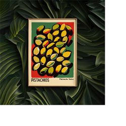 pistachios retro poster - original large wall art prints - vintage restaurant decor - groovy giclee reproduction - by co