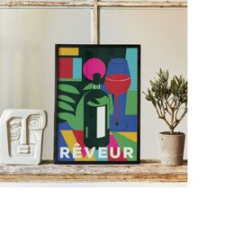 vintage beverage poster, rveur wine print, classic advertising print, alcohol poster, vintage liquor ad, black cat art,