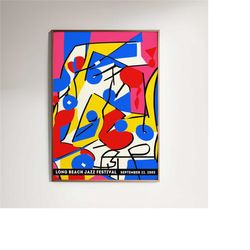 abstract jazz poster - long beach jazz festival giclee reproduction - minimalist art, music concert print retro advertis