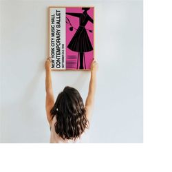 nyc music hall ballet poster, ballerina print, nursery decor ideas - vintage poster, ballet gift nordic decor, contempor
