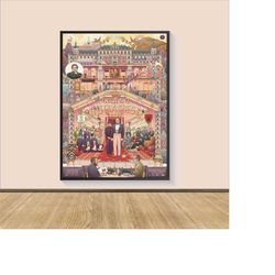 the grand budapest hotel movie poster print, canvas wall art, room decor, movie art, gifts for him/her, wall art print,