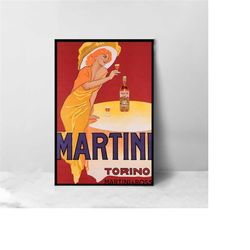vintage italian poster for martini vermouth torino - high quality canvas art print - room decoration - art poster for gi