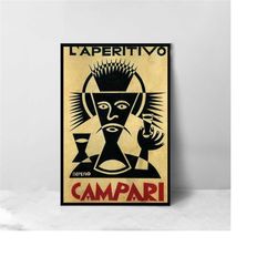 bar campari vintage poster - high quality canvas art print - room decoration - art poster for gift