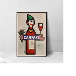 bitter campari poster original - high quality canvas art print - room decoration - art poster for gift