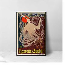 cigarette girl french vintage poster - high quality canvas art print - room decoration - art poster for gift - gift for