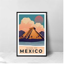 mexico retro world famous city vintage poster - high quality canvas art print - room decoration - art poster for gift