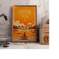 fantastic mr. fox retro poster, kraft paper print, movie wall art gift