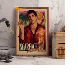 scarface retro poster, kraft paper print, movie wall art gift
