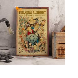 fullmetal alchemist retro poster, kraft paper print, anime wall art gift
