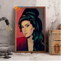 amy winehouse retro poster, kraft paper print, singer gift