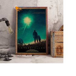interstellar retro poster, kraft paper print, movie wall art gift