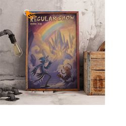 regular show retro poster, kraft paper print, tv series wall art gift