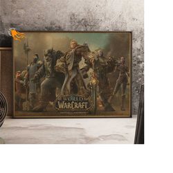 world of warcraft retro poster, kraft paper print, game wall art gift