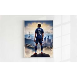 mbapp king of paris, photorealistic thermal print, football