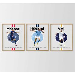 mbapp haaland vini jr poster bundle, office wall