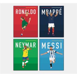 messi ronaldo mbapp neymar poster set world cup