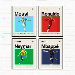 soccer legends poster - messi ronaldo mbapp neymar