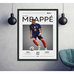 kylian mbappe poster, kylian mbappe print, france print,