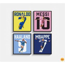 ronaldo messi haaland mbappe poster bundler, soccer football