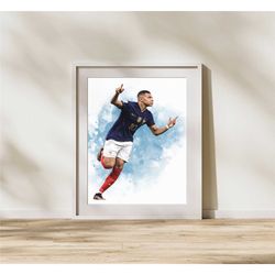 kylian mbappe poster print, kylian mbappe wall art