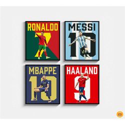 ronaldo messi haaland mbappe poster bundler, soccer football