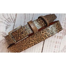 Custom Engraved Handmade,Leather Name Belt,Personalized Leather Belt,Tooled Leather