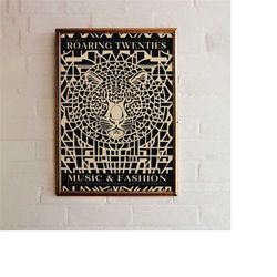 roaring twenties poster, retro art print, art deco wall art, vintage poster cheetah art print, art nouveau, 1920, 20s fa