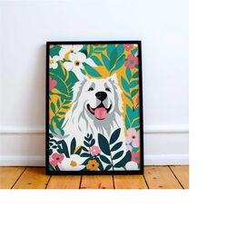 cute dog poster, pet lover poster, nursery wall art, dog lover gift, colorful animal poster, animal illustration, white