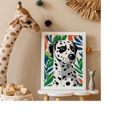 dalmatian dog poster, dog wall art, pet lover poster, nursery wall art, dog lover gift, whimsical poster, colorful dog,
