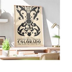 colorado poster, country music, 24x36, wall art gallery, modern abstract, vintage festival, music festival, vintage musi