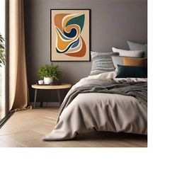 abstract boho swirl composition print, earth tones art, abstract wall decor, bohemian artwork, modern farmhouse decor, w