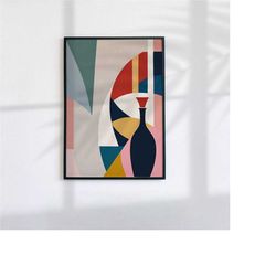 geometric poster, modern wall decor, abstract print, stylish artwork, contemporary design, cubist wall art, minimalist t