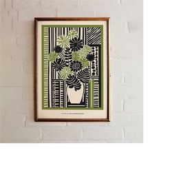 flower bouquet poster, vintage floral print, kitchen home decor, botanical wall art, retro prints, 24x36 poster, green a