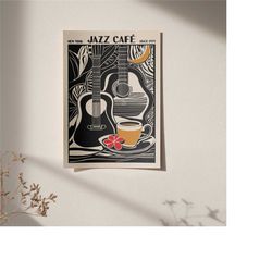 jazz cafe music poster, festival poster, giclee reproduction, concert poster, mailed wall art, jazz poster, 20x30, cafe