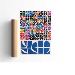 mid century modern poster, retro wall art, abstract poster, cutouts art, paper decoupes wall print, modern poster, moder