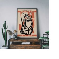 the black cat jazz festival poster, giclee reproduction, jazz music art print, music poster, 24x36, black cat poster, ja