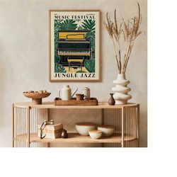 jungle jazz poster, festival poster, giclee reproduction, music poster, mailed wall art, california poster, 24x36, music