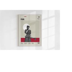 pearl poster, ti west, minimalist movie poster, wall art print, vintage inspired poster, mid century modern poster,film