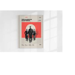 inglourious basterds, quentin tarantino, minimalist movie poster, wall art print, vintage inspired poster, mid century m
