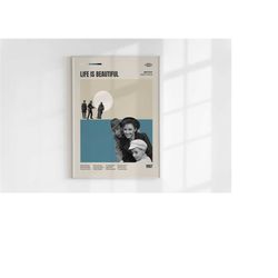 life is beautiful, roberto benigni, minimalist movie poster, wall art print, vintage inspired poster,mid century modern