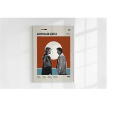 sleepless in seattle, nora ephron, minimalist movie poster, wall art print, vintage inspired poster,mid century modern p