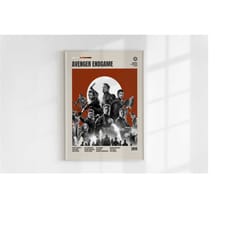 avenger endgame, marvel, robert downey jr., minimalist movie poster, wall art print, vintage inspired poster, mid centur