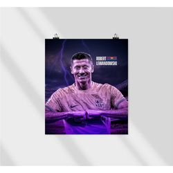 fc barcelona robert lewandowski soccer coach gift, digital