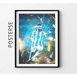 psg messi poster argentina art soccer coach gift,