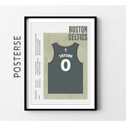 jason tatum jersey poster, boston celtics shirt canvas,