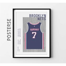 kevin durant jersey poster, brooklyn nets shirt canvas,