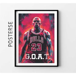 michael jordan poster, nba print, fan gift for