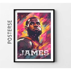 lebron james poster, trendy sports decor, nba print,